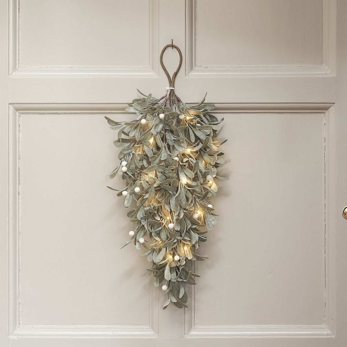 60 cm beleuchteter Mistelzweig mit 20 warmweißen Mikro-LEDs