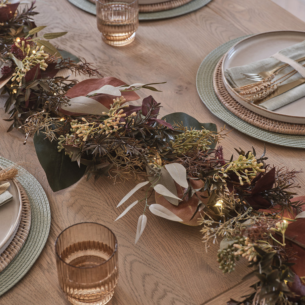 2m Herbst- und Wintergirlande mit Beleuchtung