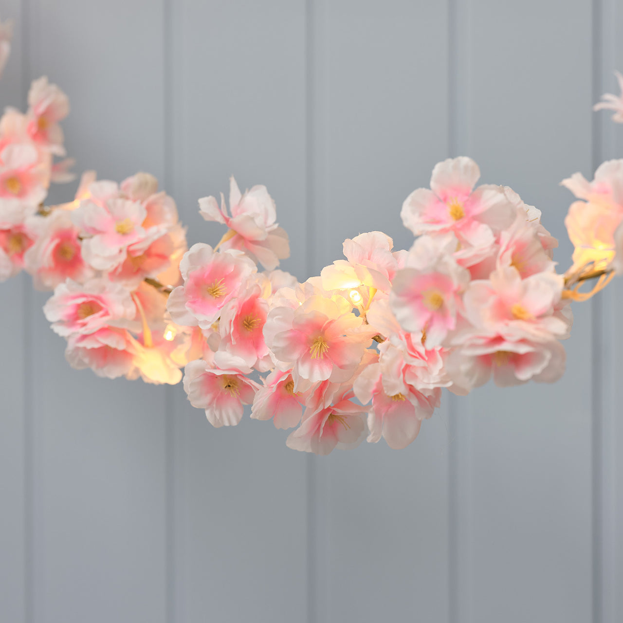 LED-Blumengirlande batteriebetrieben pastellrosa mit Timer