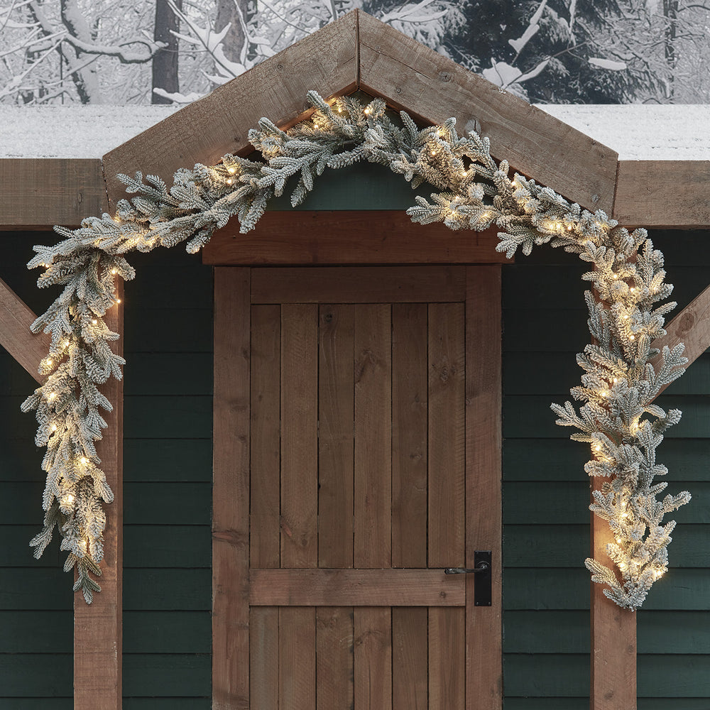 2,5m verschneite Outdoor-Girlande mit Beleuchtung
