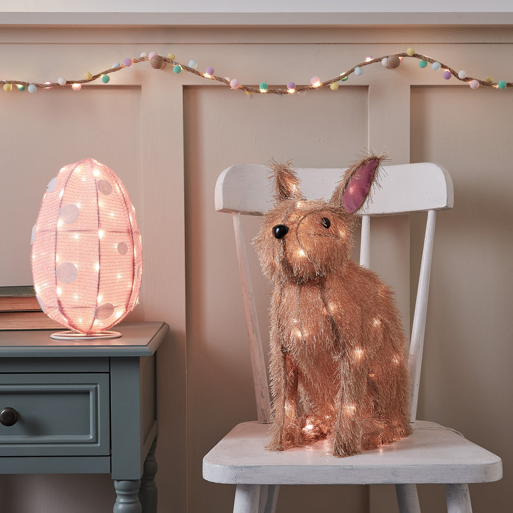 2er Set LED Figuren Osterei und Hase