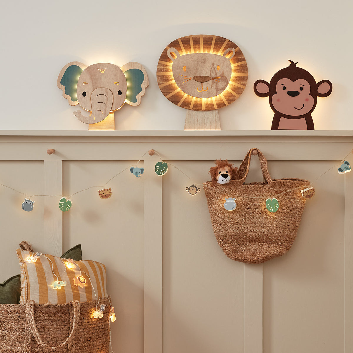 12er Safari Lichterkette Kinderzimmer