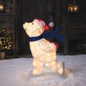 78cm LED Weihnachtsfigur außen Papa Eisbär