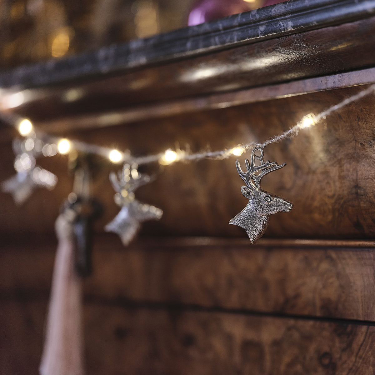 10er Weihnachtslichterkette mit Rentieren