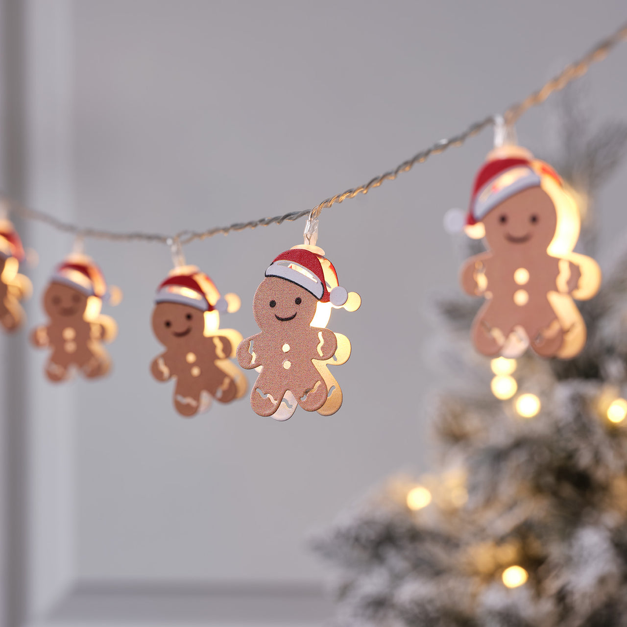 10er LED-Lichterkette mit Lebkuchenmännchen