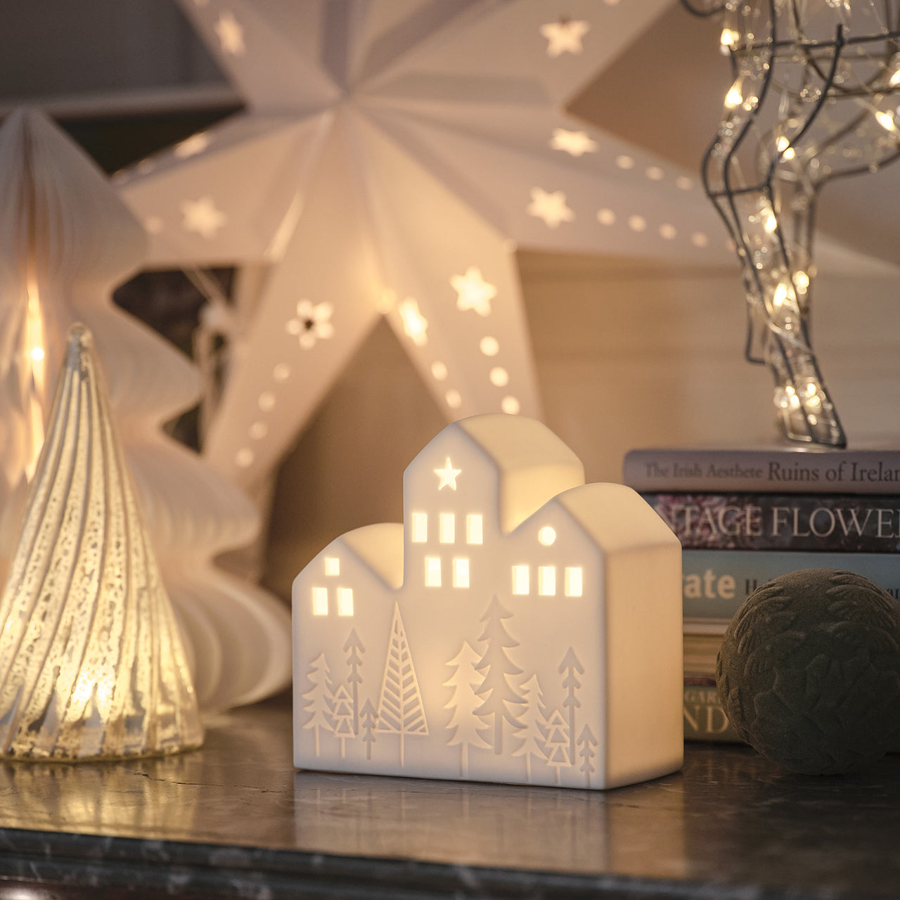 LED Keramik Weihnachtshaus
