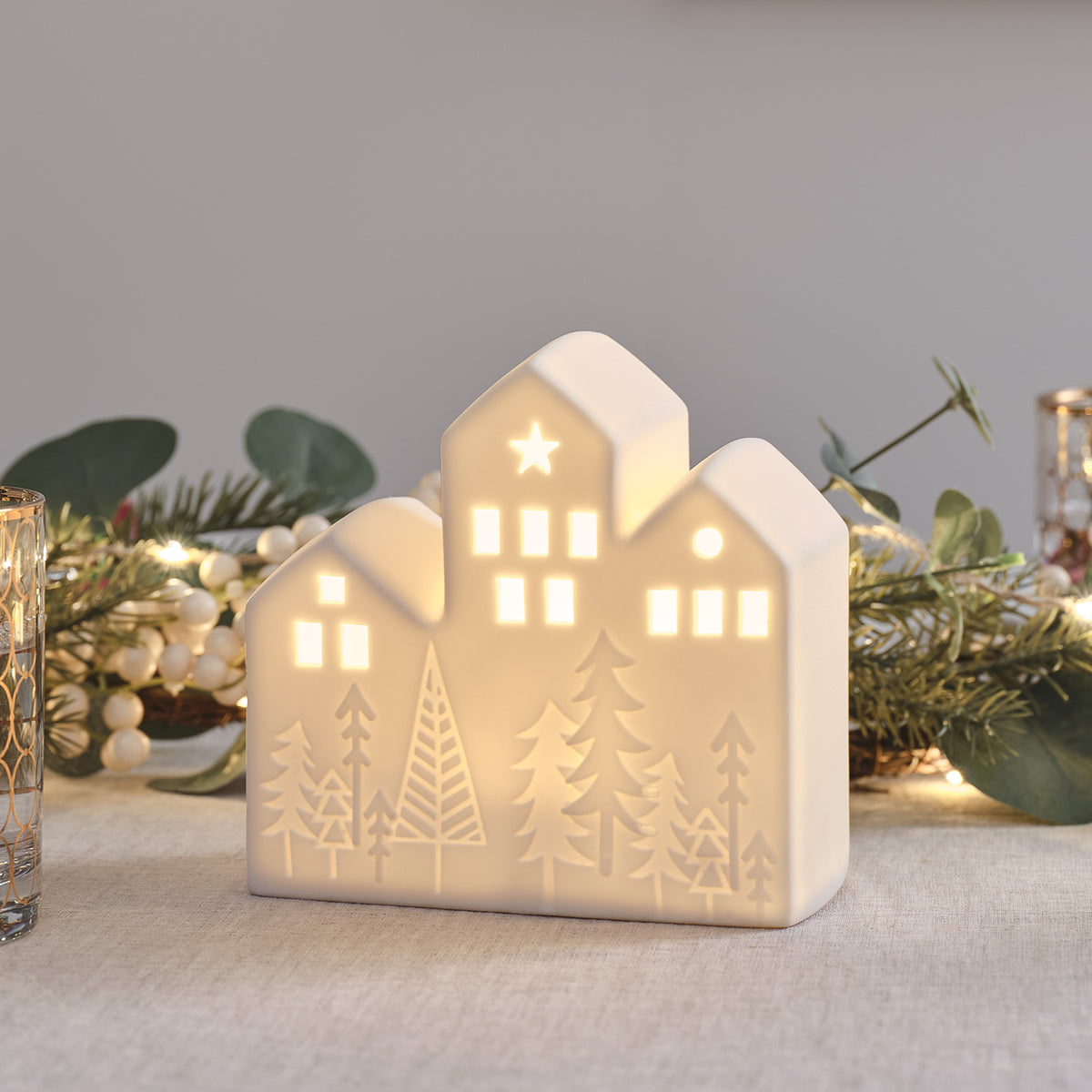 Weihnachtsdeko LED Keramik Weihnachtshaus