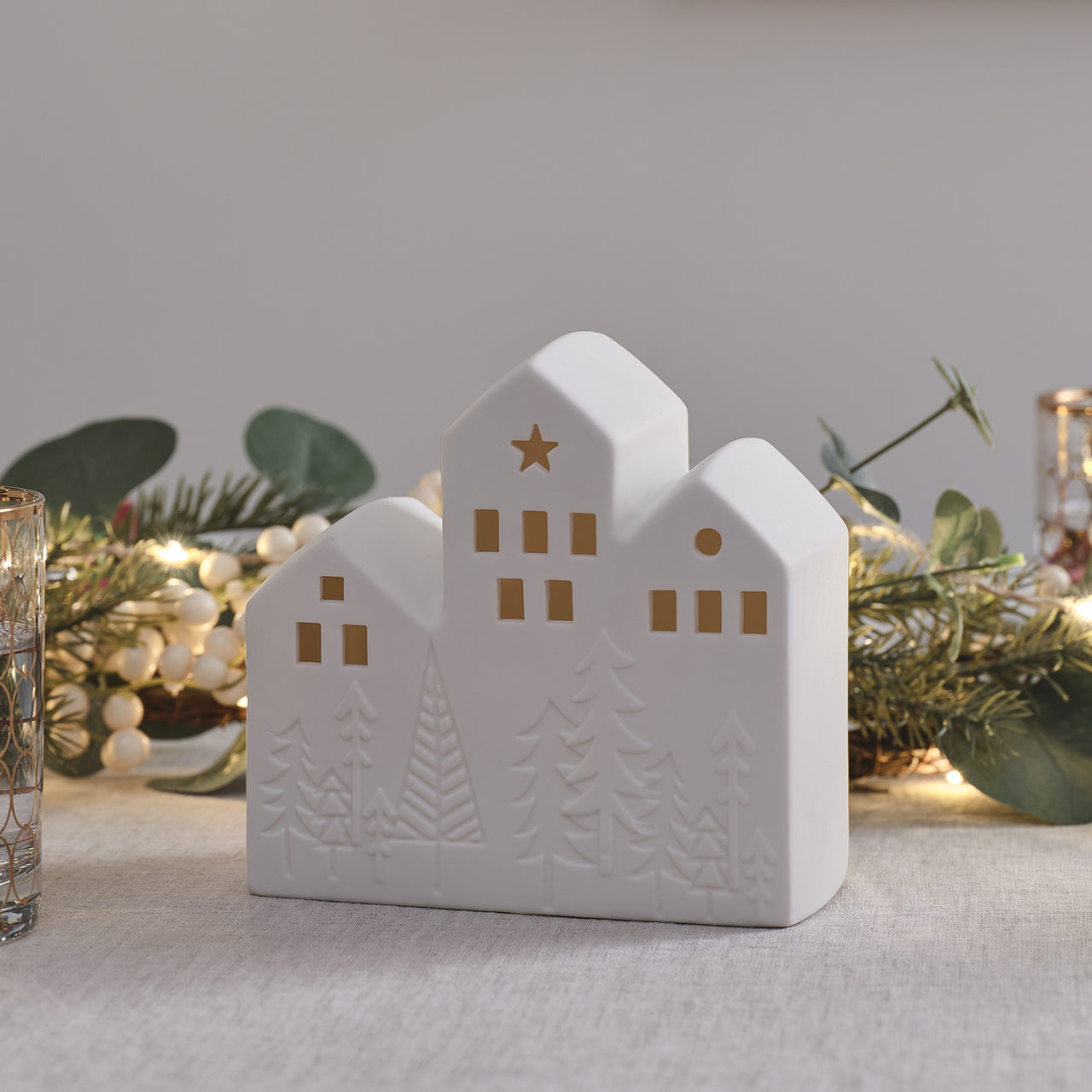 LED Keramik Weihnachtshaus