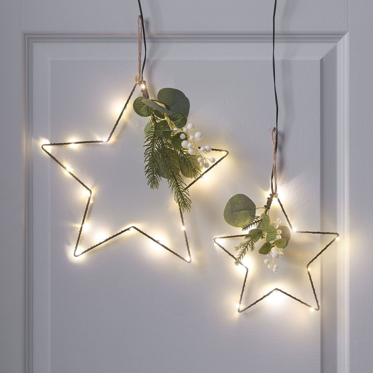 2er Set LED-Sterne mit Blättern