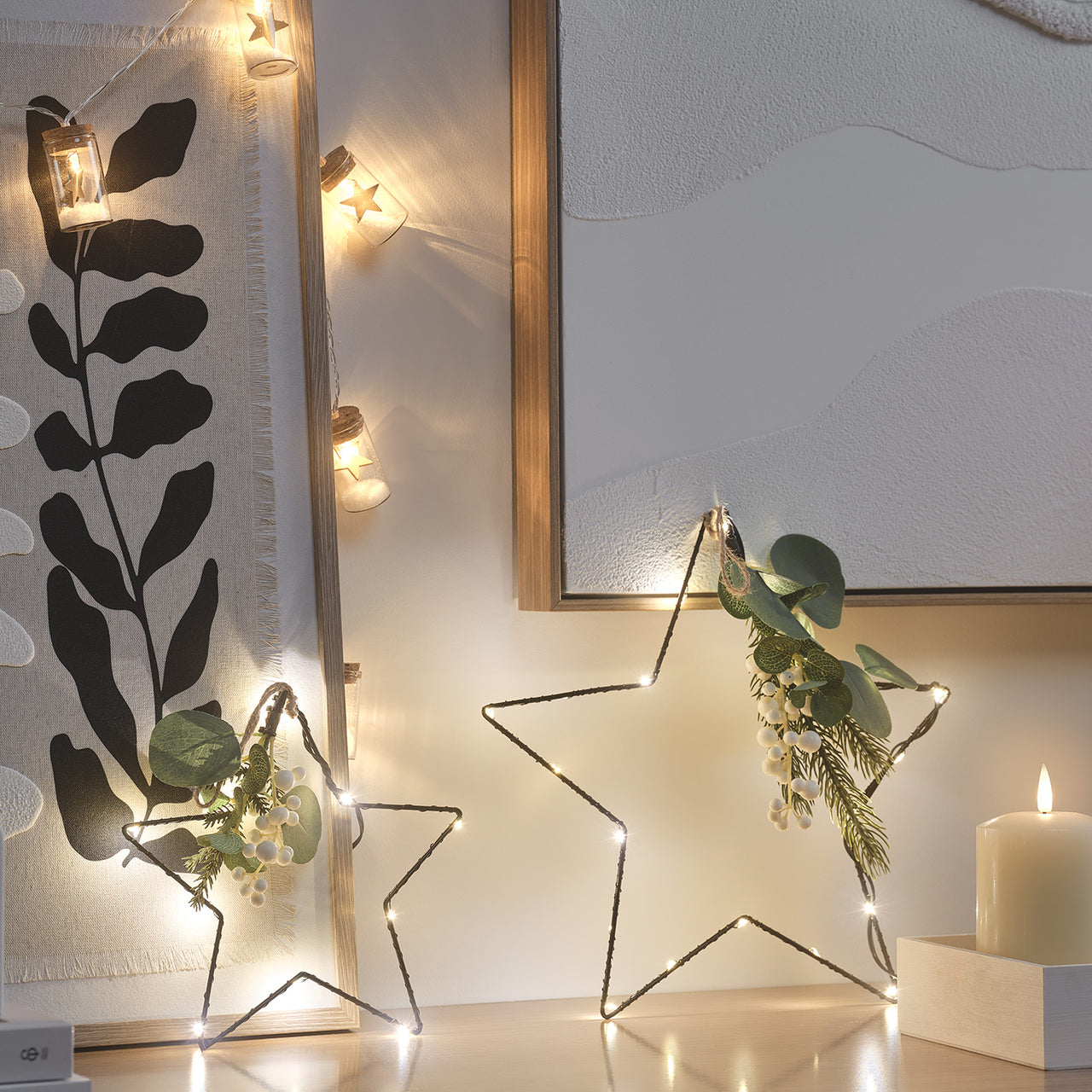 LED Stern Micro Duo Weihnachtsbeleuchtung mit Laub