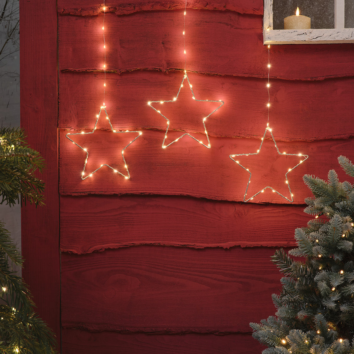 Weihnachtsbeleuchtung 3er Set LED Sterne