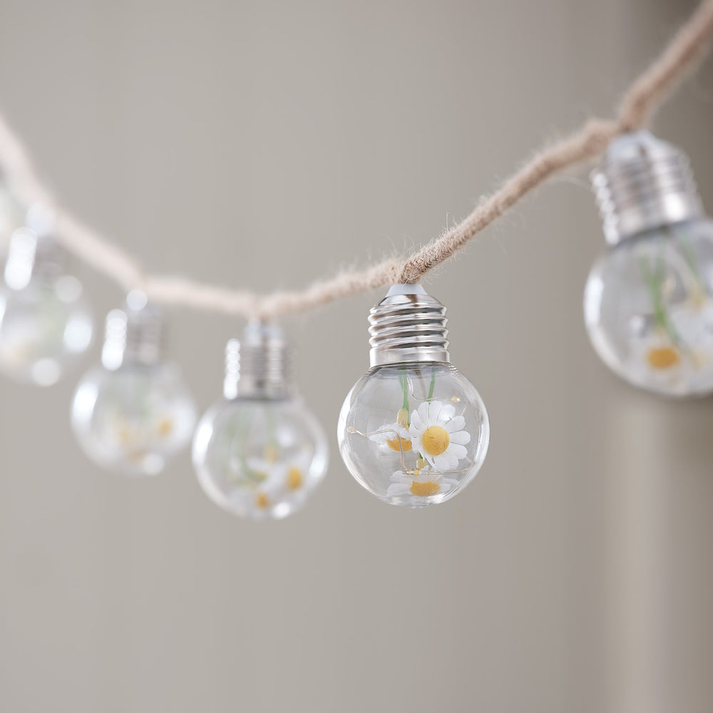 10er batteriebetriebene LED-Lichterkette mit Blumen in warmweißen Glühbirnen