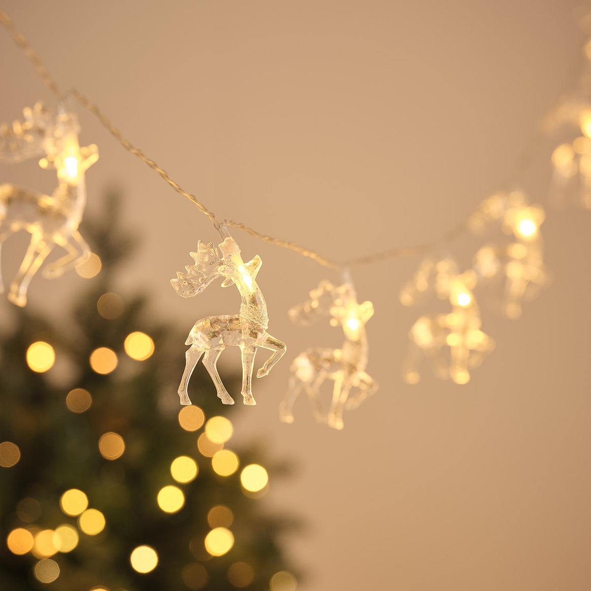 Batteriebetriebene Rentier-Lichterkette mit 20 warmweißen LEDs