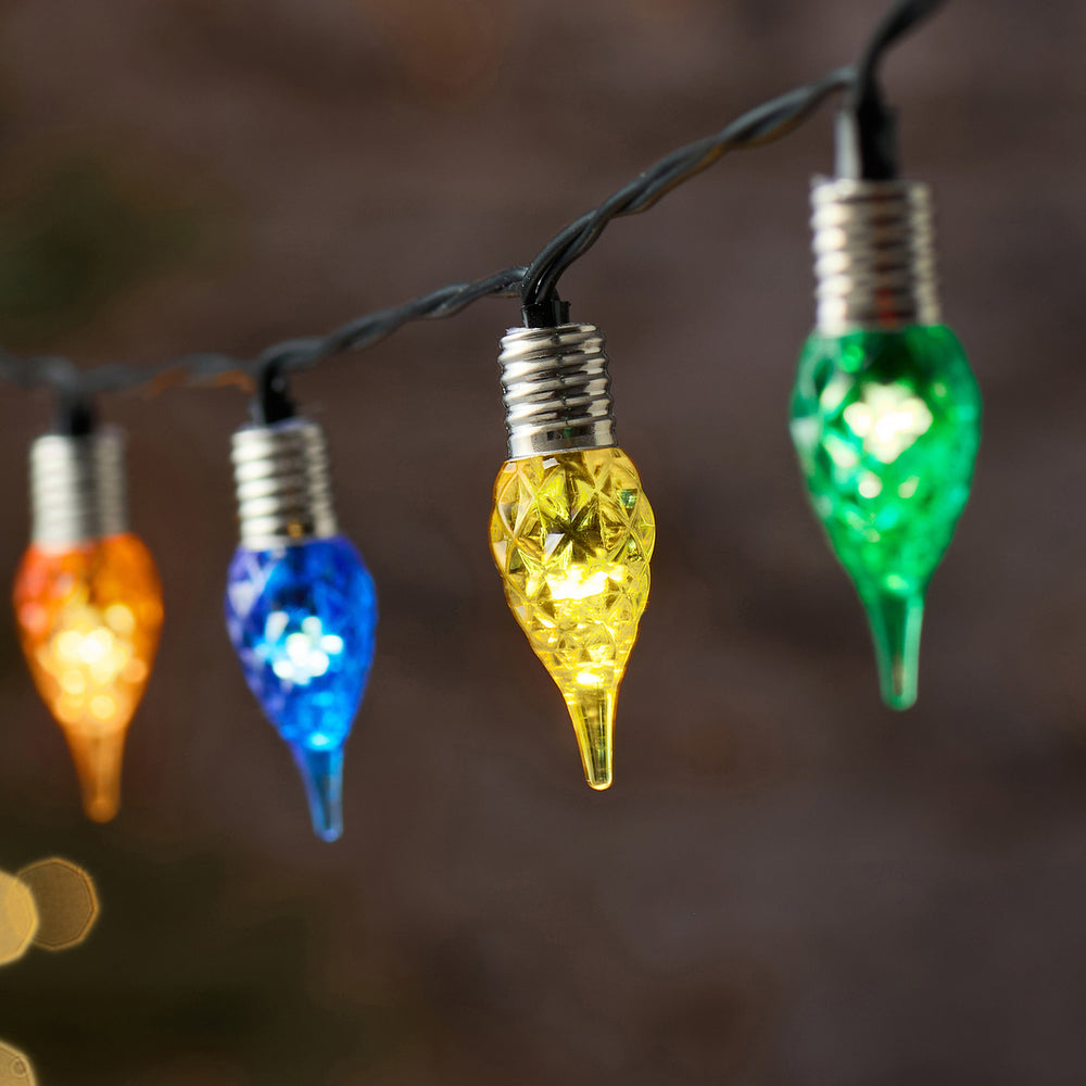 Batteriebetriebene bunte 50er LED-Tropfen-Lichterkette mit Timer für außen