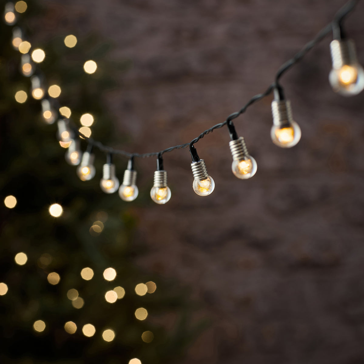 LED-Lichterkette mit 50 Kristallkugeln, Warmweiß, Außen