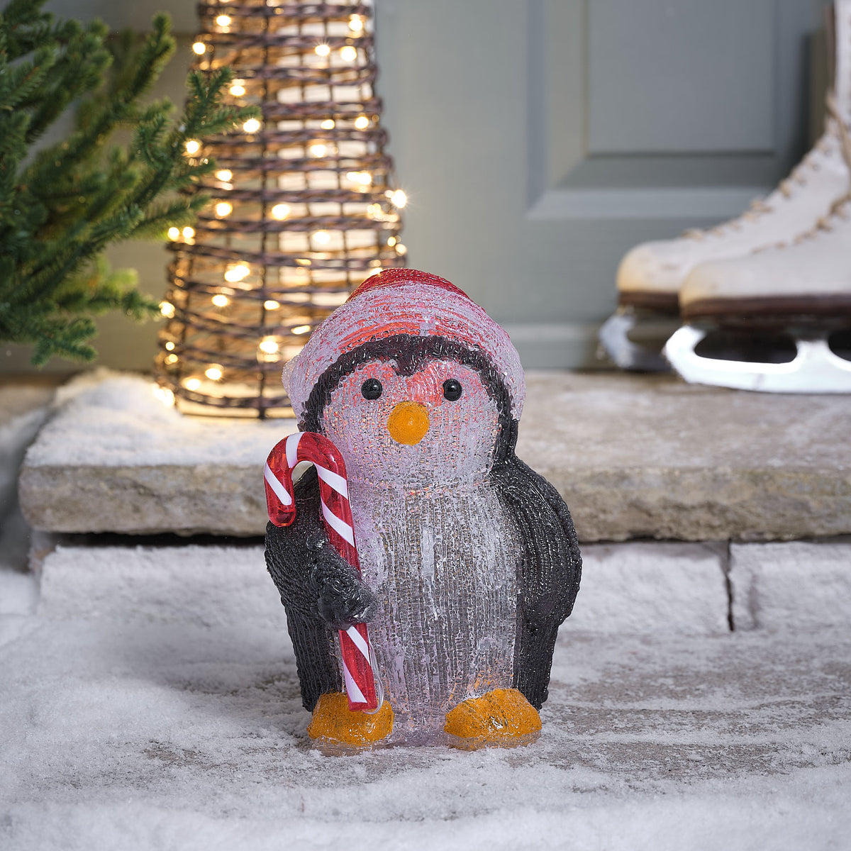 24cm LED-Acryl-Weihnachtsfigur Pablo der Pinguin für den Außenbereich