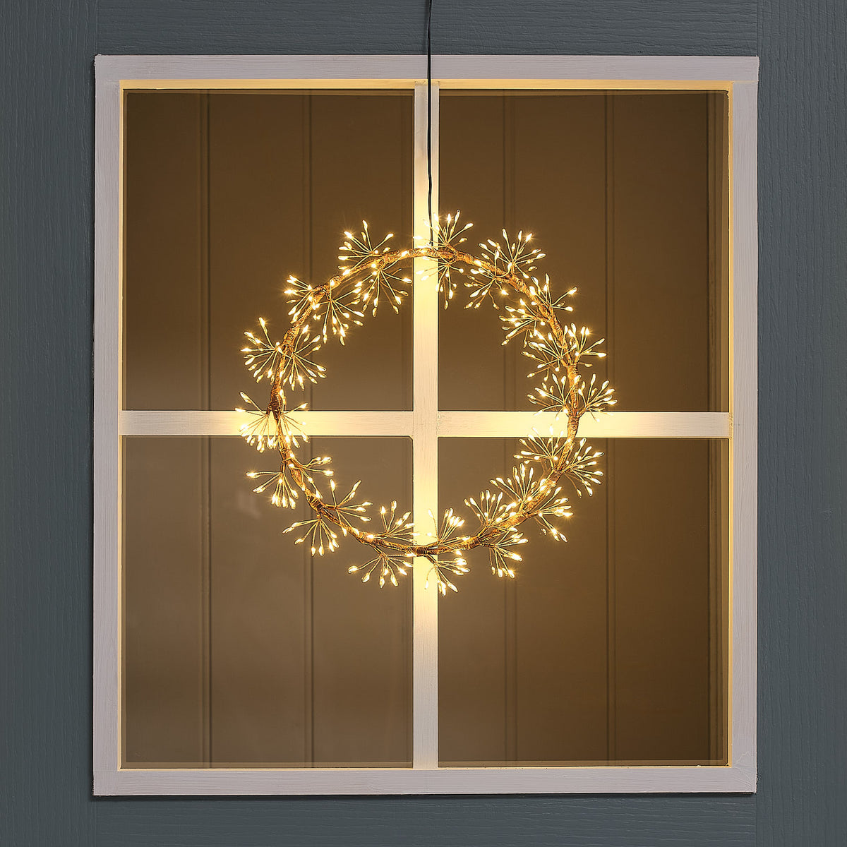 Goldener Starburst LED-Lichterkranz für Außen, 25 cm