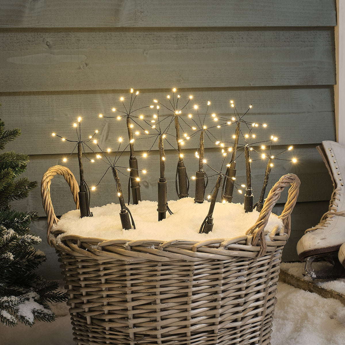 10er-Set warmweiße LED-Gartenstecker "Feuerwerk" mit 100 Mikro-LEDs