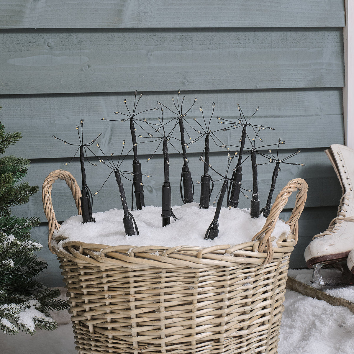 10er-Set warmweiße LED-Gartenstecker "Feuerwerk" mit 100 Mikro-LEDs