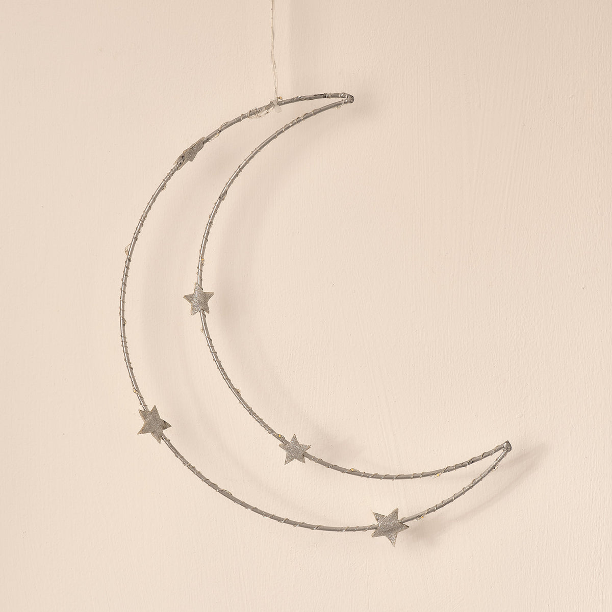 Warmweißer LED-Mond mit Sternen zum Aufhängen