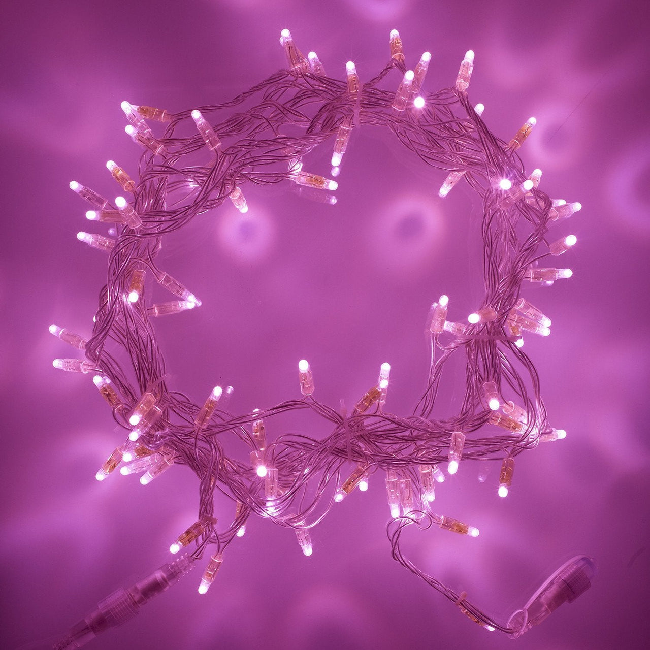 Core Connect 50m 500er LED Lichterkette pink koppelbar transparentes Kabel