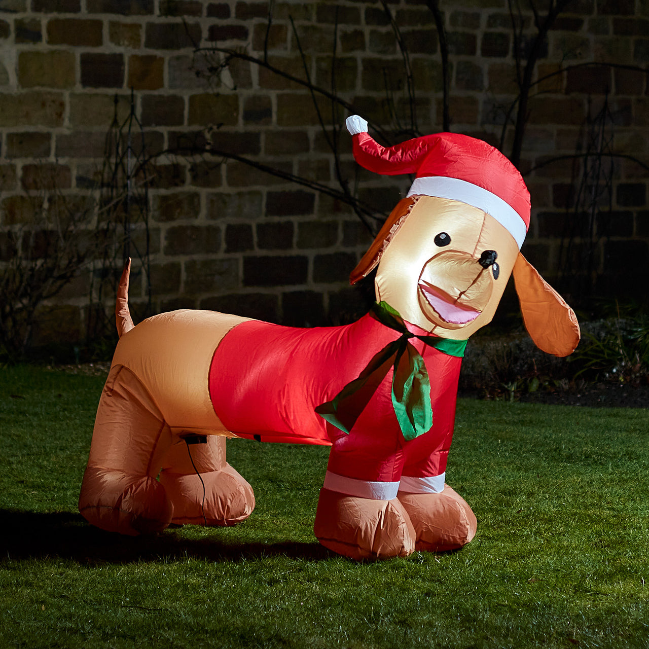 LED Dackel Weihnachtsfigur aufblasbar