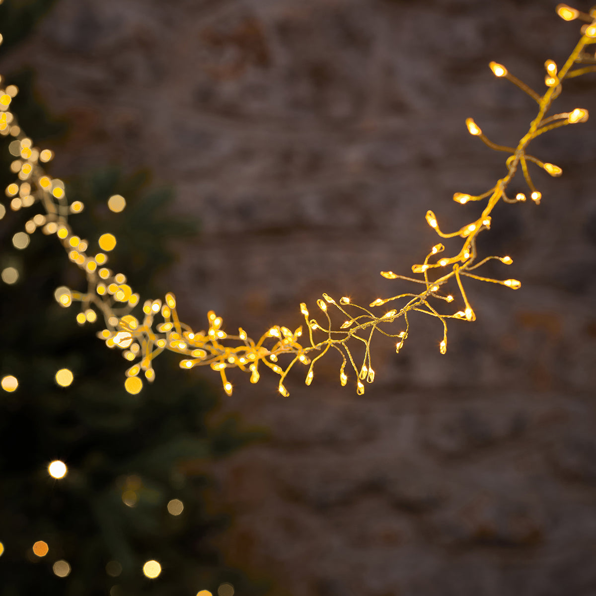 10m goldene LED-Cluster-Lichterkette mit 1200 Mikro-LEDs für den Außenbereich