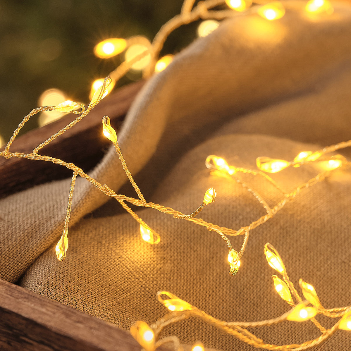 10m goldene LED-Cluster-Lichterkette mit 1200 Mikro-LEDs für den Außenbereich