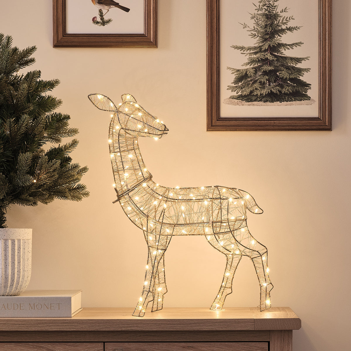 Goldenes Mini LED-Rentier Hirschkuh Hutton mit Bicolor LEDs