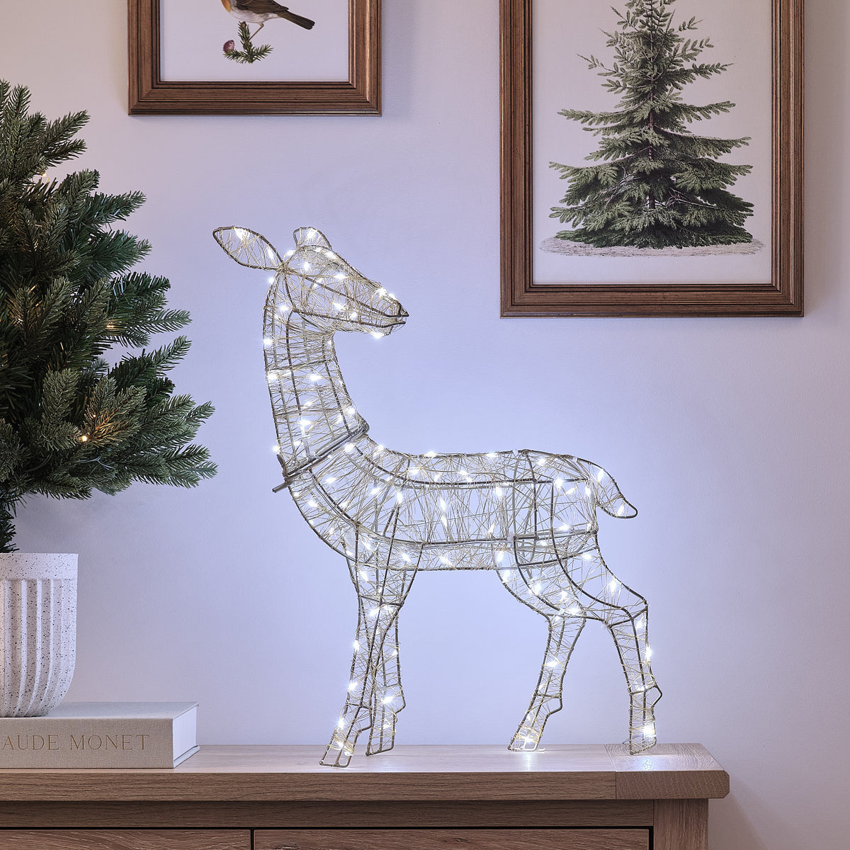 Goldenes Mini LED-Rentier Hirschkuh Hutton mit Bicolor LEDs