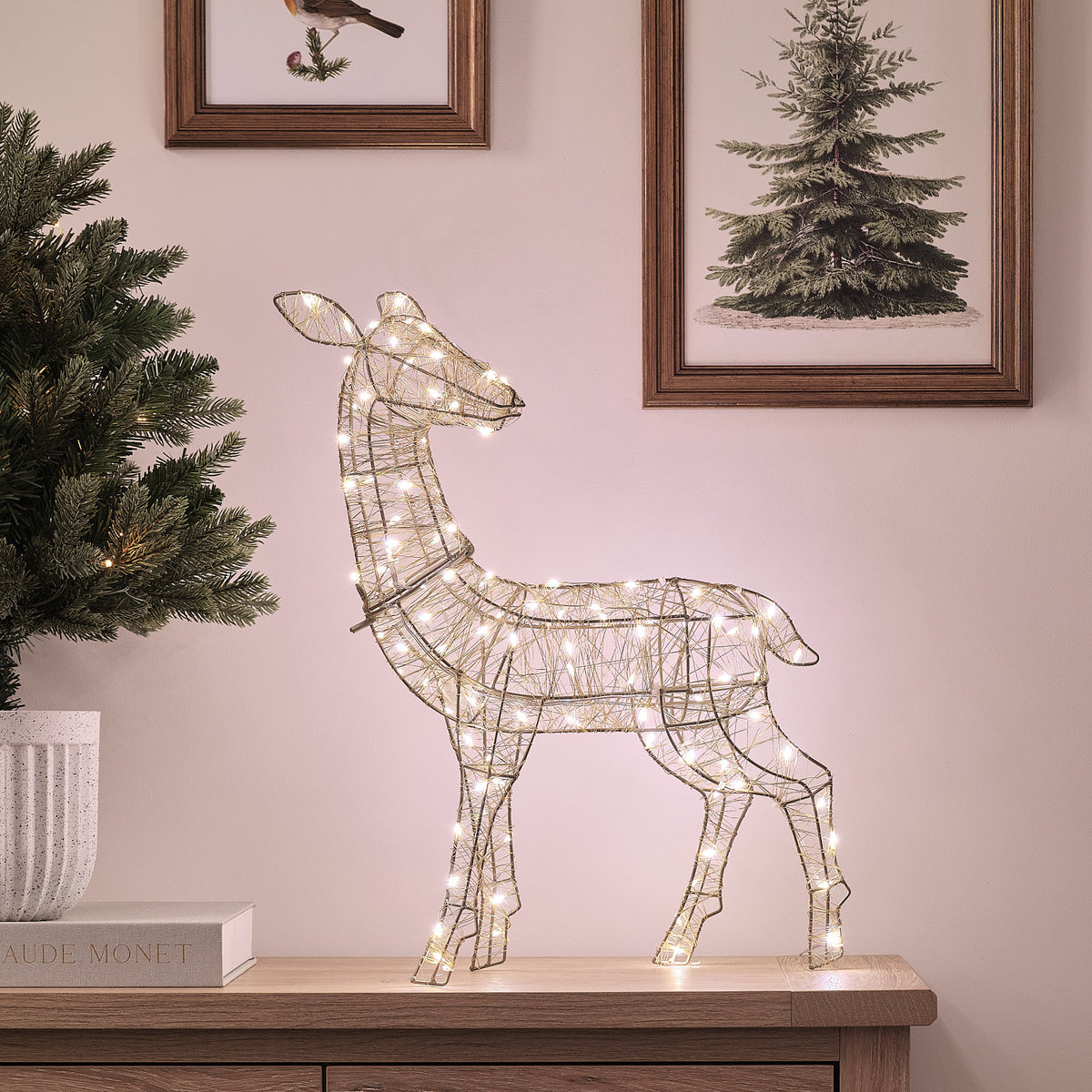 2er Set goldene LED-Rentiere Hirsch & Hirschkuh Hutton