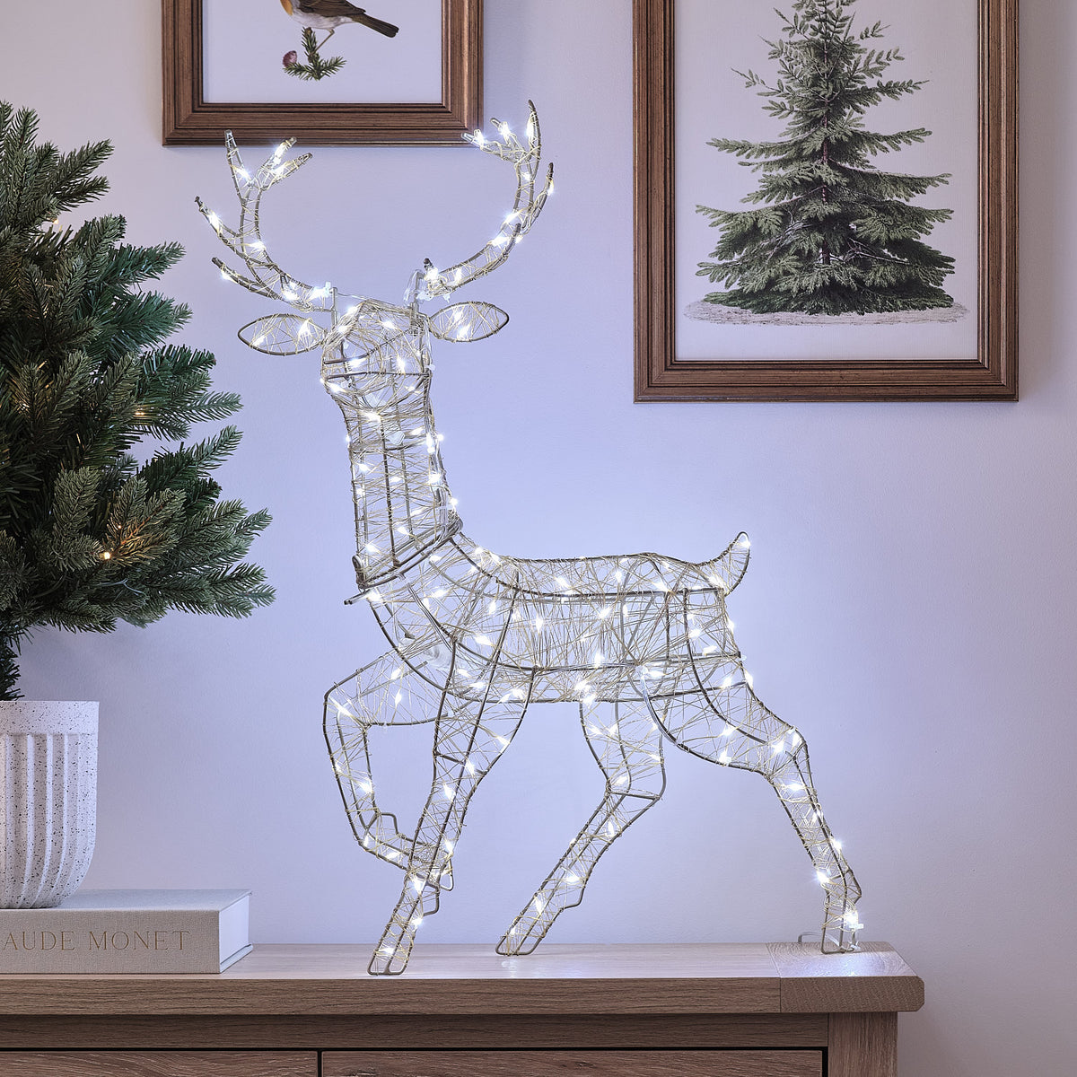 2er Set goldene LED-Rentiere Hirsch & Hirschkuh Hutton