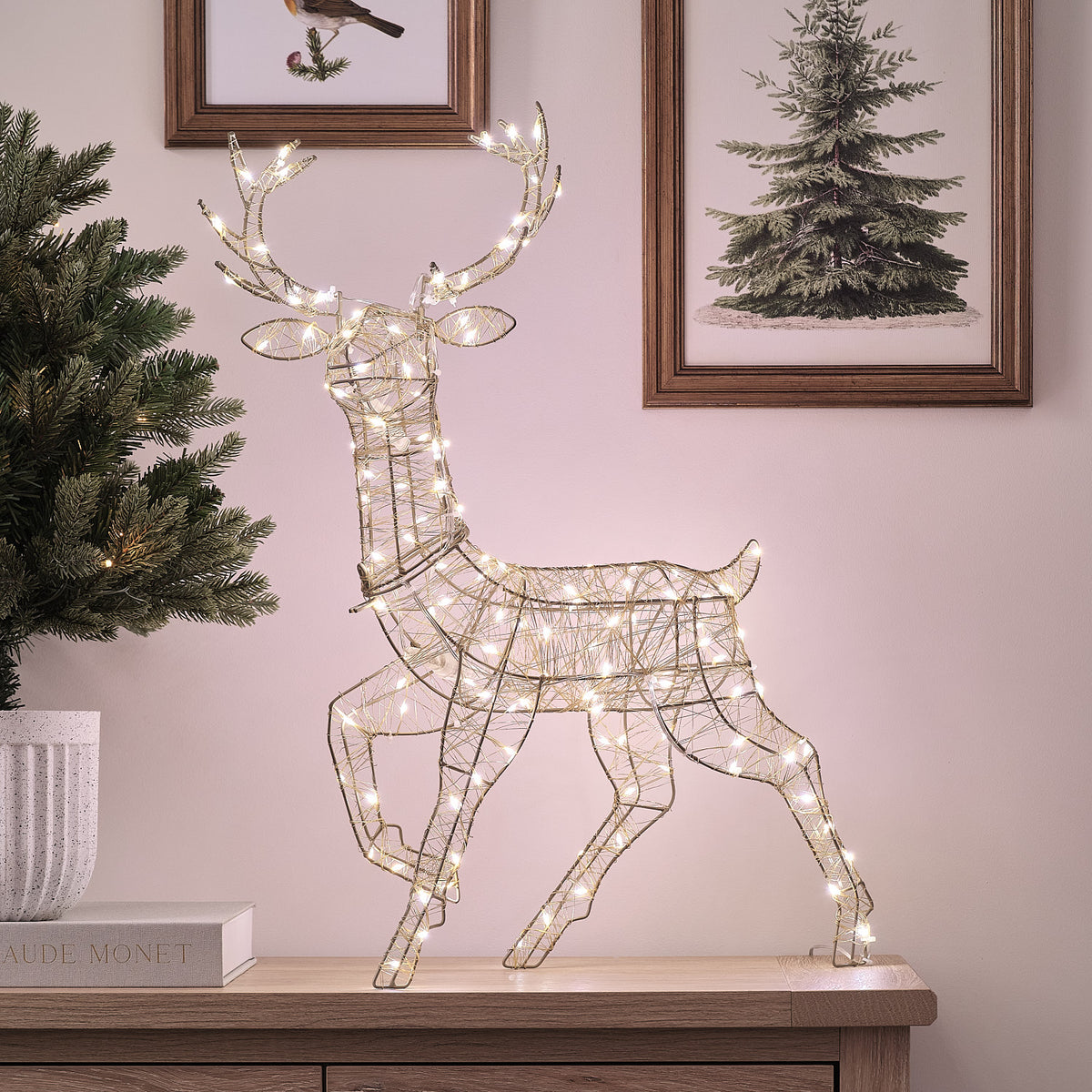 Goldener Bicolor LED-Hirsch Hutton Mini mit 130 Mikro-LEDs