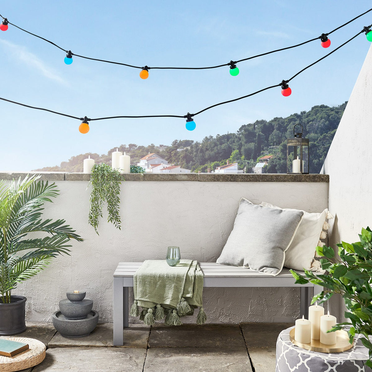 Pro Connect IP67 20m 40er Party Lichterkette bunt koppelbar schwarzes