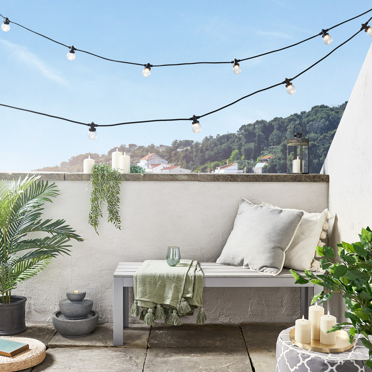 Pro Connect IP67, 15m 30er Party Lichterkette warmweiß transparente Birnen koppelbar schwarzes Kabel