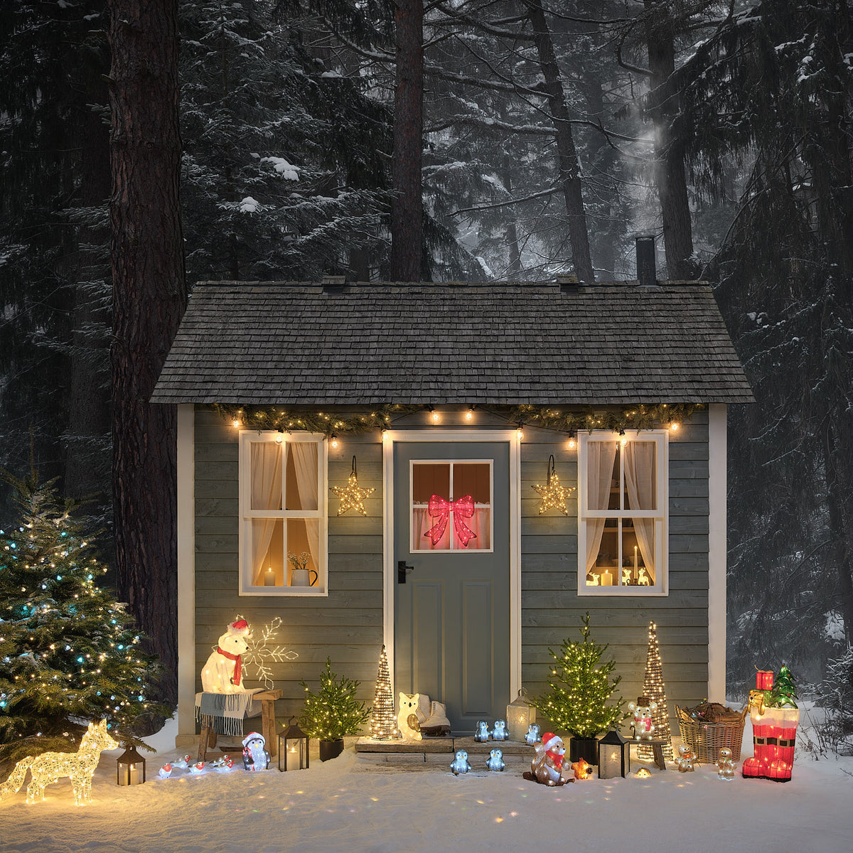 40 cm rote LED-Weihnachtsschleife mit 35 Mikro-LEDs für außen