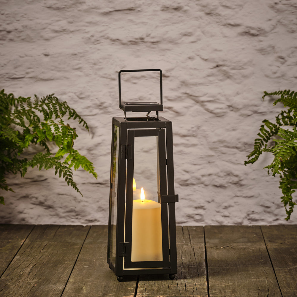 Mittelgroße Porto Solar-Laterne mit TruGlow® Outdoor-Kerze & Fernbedienung