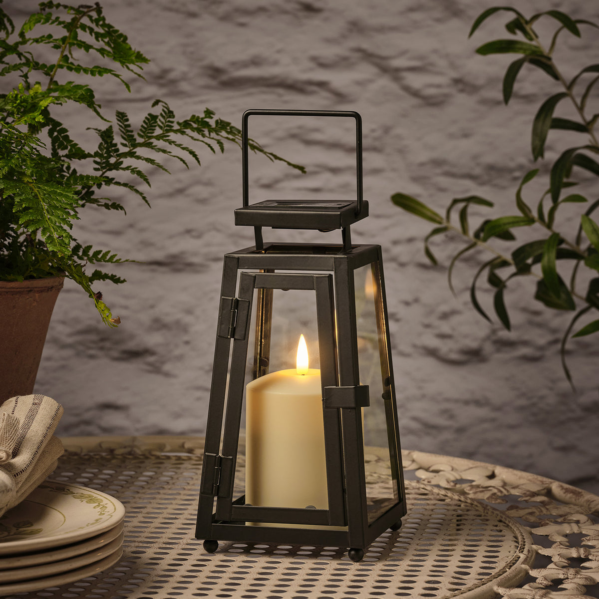22cm Porto Solar Laterne mit TruGlow® Flamme
