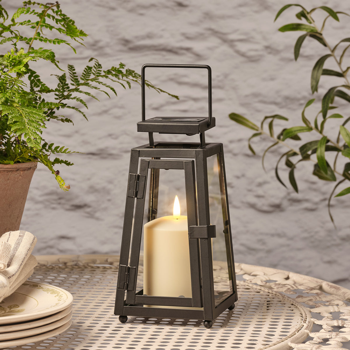 22cm Porto Solar Laterne mit TruGlow® Flamme