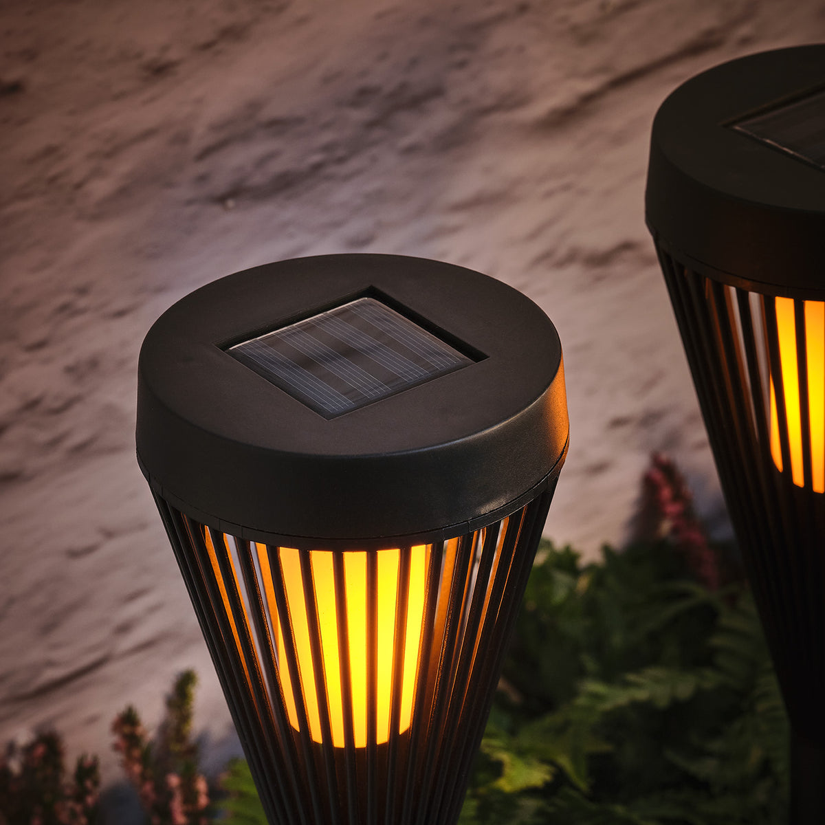 2er Set Solar Gartenfackeln