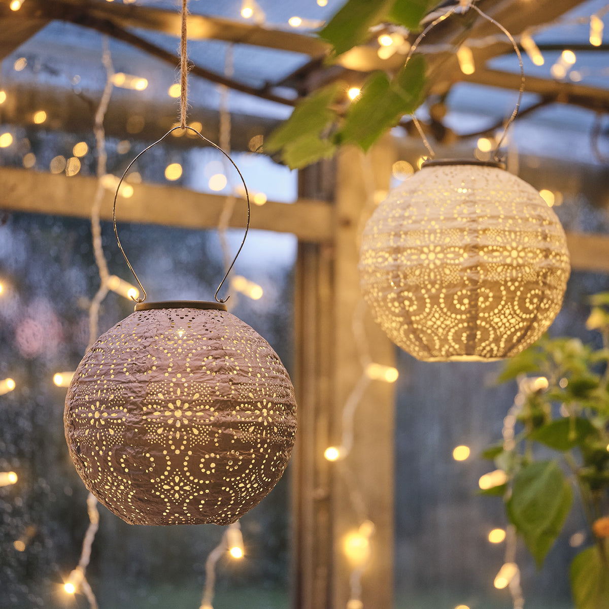 3er Set Scandi Tyvek Solar-Lampions