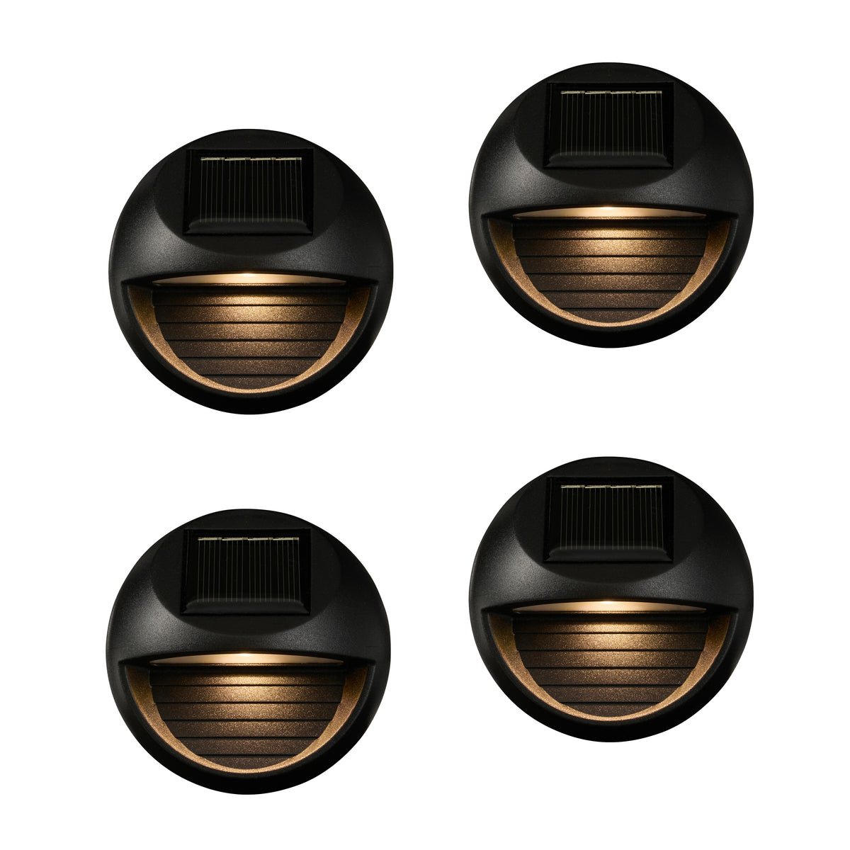 4er Set Mini Solarleuchten warmweiß für Zaun & Treppe