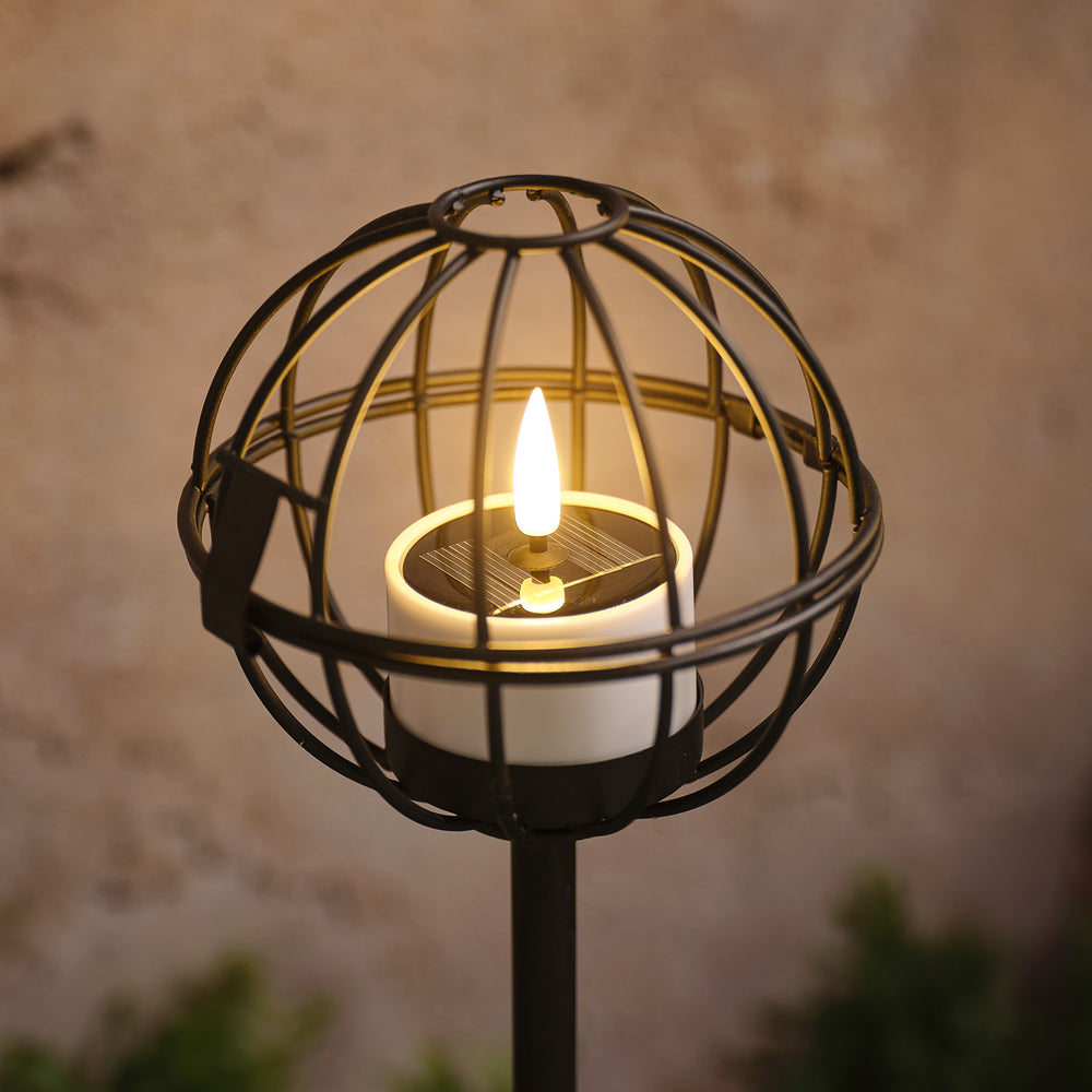 4er Set Outdoor TruGlow® Solar-Teelichter mit Erdspieß nah