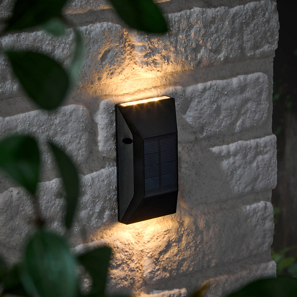 4er‑Set Solar Up-&-Down Wandleuchten in Warmweiß – Schwarz