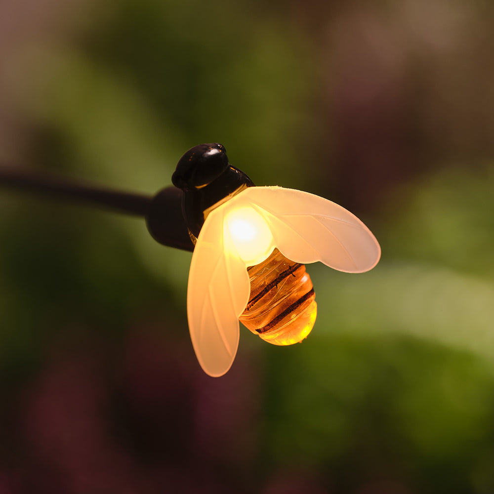 6er Set Bienen Solar-Gartenstecker mit warmweißen LEDs