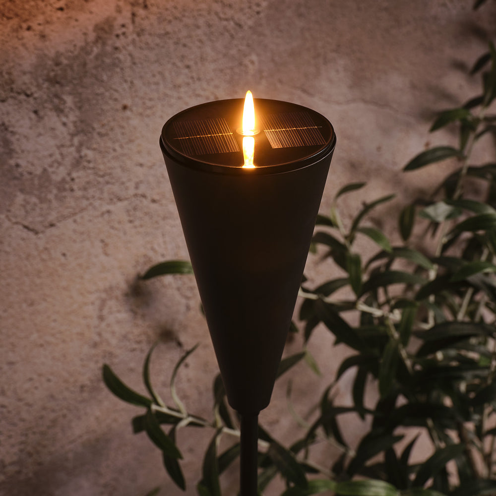 2er Set Solarfackeln mit warmweißem Flammeneffekt & USB-Ladeoption