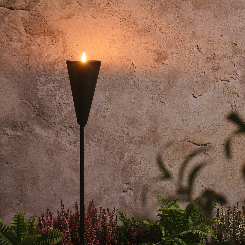 LED-Solarfackel mit warmweißem Flackereffekt & USB-Ladeoption
