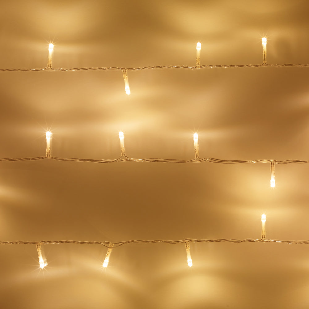50er LED Lichterkette warmweiß transparentes Kabel