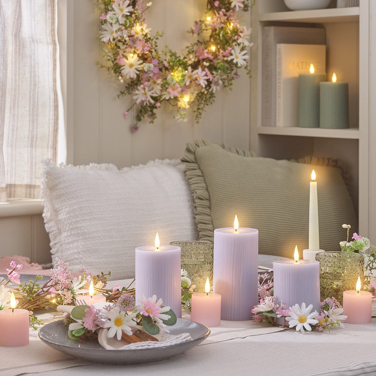 3er TruGlow® LED‑Stumpenkerzen mit Fernbedienung