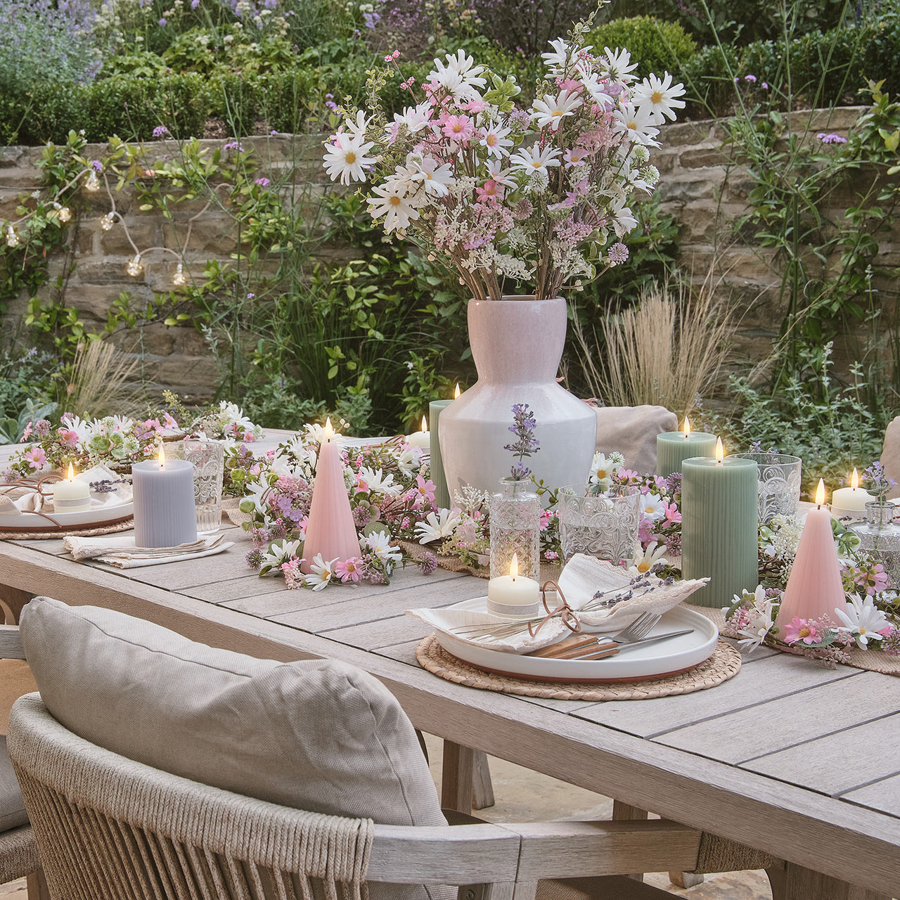 Rosa Keramikvase mit Ombre-Glasur 30cm